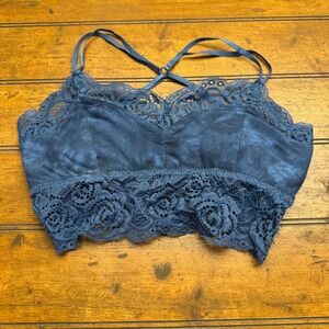Mudd Blue Tie Dye‎ Lace Trim Bralette Crop Top Women's Size Medium